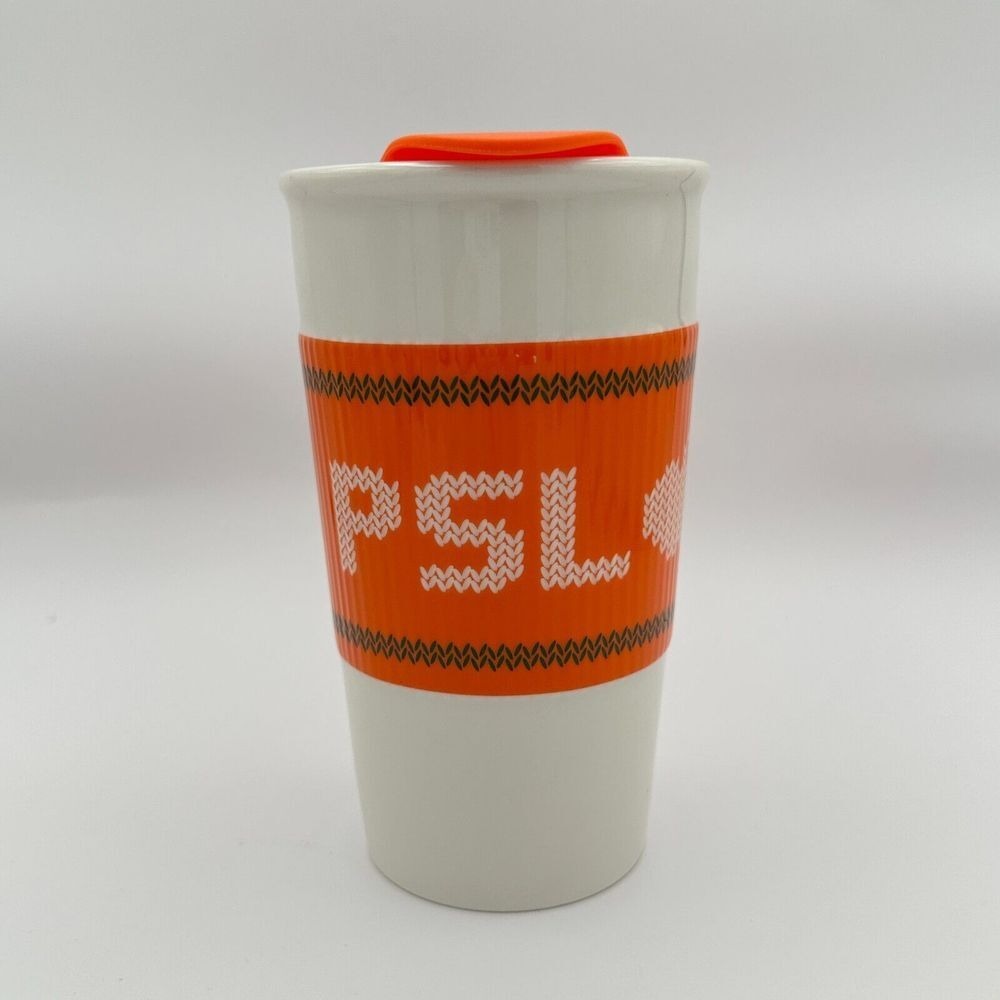 VTG Starbucks PSL Tumbler Coffee Mug White‎ Orange Pumpkin Spice Latte Ceramic